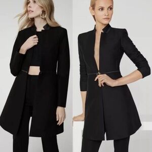 BCBG MAXAZRIA Women's Black Arelia A Line Tuxedo Blazer XXS Rare Zip Crop Coat